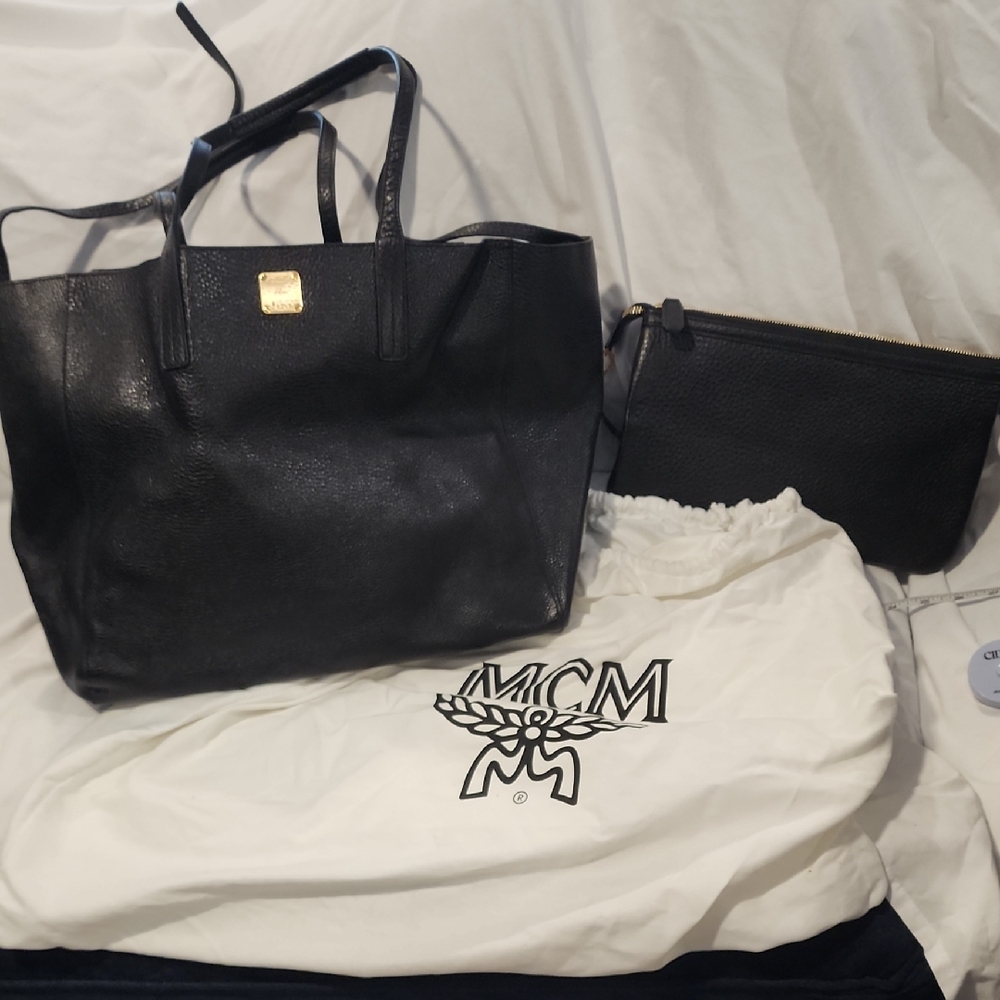 MCM Black Tote with Gold Accent